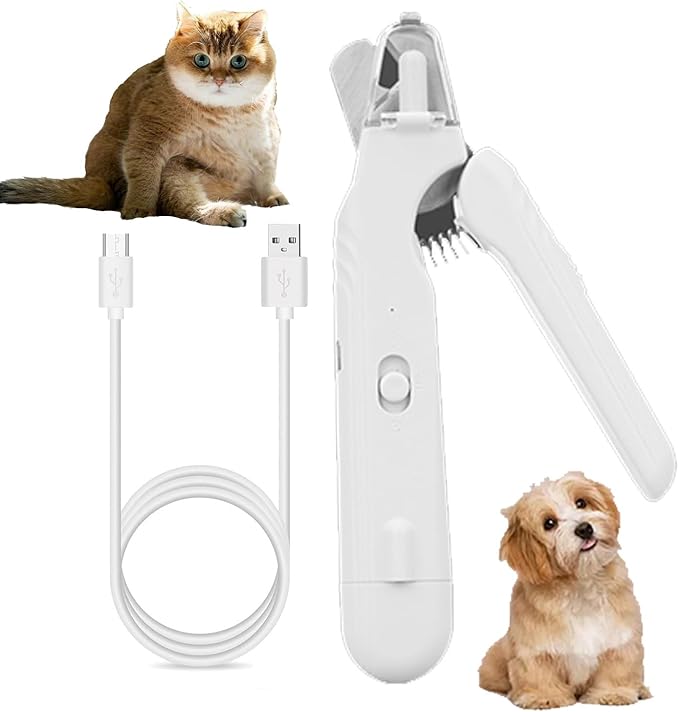 2 In 1 Pet Nail Clipper and Grinder, Professional Electric Rechargeable Pet Nail Fast Trimmer, Painless, Claw Care Grooming, Smoothing, Silent - Shockproof, For Small, Large Dogs & Cats, upgraded-PurrikoPets