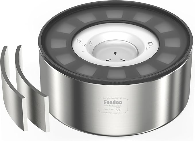 2L No Spill Water Bowl for Dogs, Double-Wall Stainless Steel with Splash-Proof Paws Lid and Floating Disk, Non-Slip Base, Easy to Clean Slow Water Feeder for Small Medium Dogs-PurrikoPets