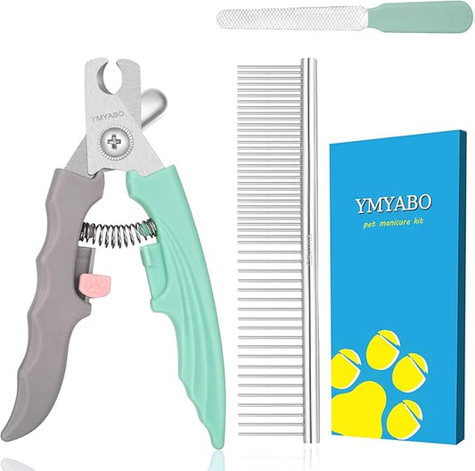Dog Nail Clipper,Pet Nail Trimmers Safety Guard to Aviod Over Cutting,Puppy Cat Claw Trimmer,with Free Dog Comb & Nail File, Sharp Grooming Clipper, Great for Thick Toenail, Green-PurrikoPets