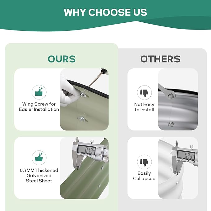 Galvanized Raised Garden Bed Outdoor - 4×2×1ft Planter Raised Beds for Gardening | Oval Metal Garden Planter Box with Safety Edging and Gloves for Vegetables Fruits and Flowers OliveGreen-PurrikoPets