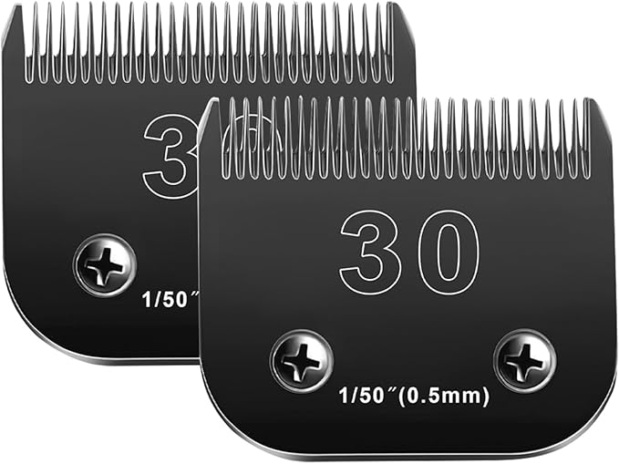 30 Blades Dog Grooming Blades Compatible with Andis/Oster A5/Wahl KM-10 Series Dog Clippers,Detachable Dog Clipper Replacement Blades,Black,(30#/2PCS)-PurrikoPets