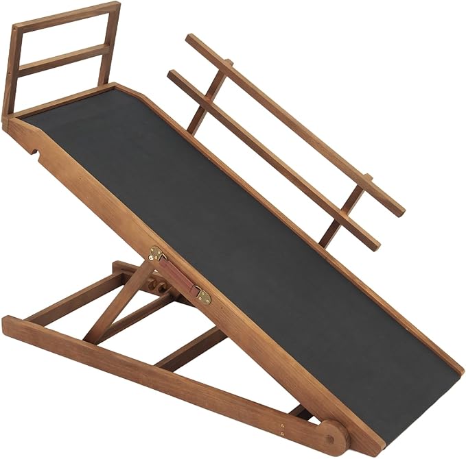 Dog Ramp for Bed, Dog Stairs for Small and Large Dogs, Portable Dog Steps for Bed, Couch, Car, Adjustable Folding Pet Ramp, Upgrade Rubber Pet Steps, Supports up to 210 lbs (Medium-Brown)-PurrikoPets