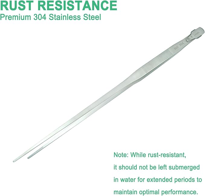 18.9 inch Aquarium Tweezers with Hanger, 2025 New Extra Long Feeding Tongs, Stainless Steel Large Aquascape Tools for Fish Tank, Terrarium，Aquascaping, Reptile Snake (Straight)-PurrikoPets