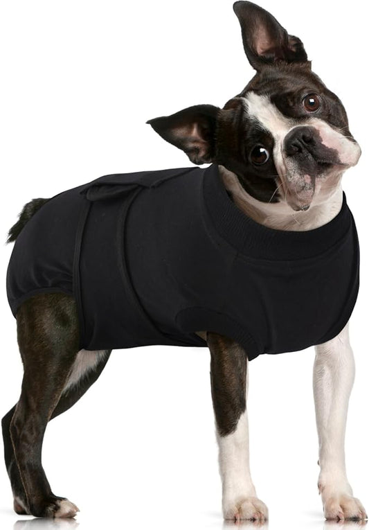 FUAMEY Dog Recovery Suit Male,Dogs Surgery Neuter Suits Puppy Spay Shirts for Female Protect Dog's Skin Anti Licking Abdominal Wounds Doggie Onesie Pet Bodysuit Alternative to Cone Black M-PurrikoPets