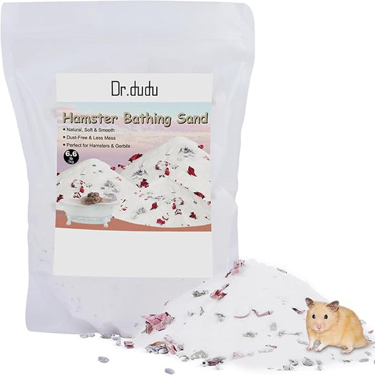 DR.DUDU Hamster Bath Sand, 6.6lb Dust Free Desert Sand or Potty Litter Sand for Hamster Chinchillas Gerbil Syrian Mice Small Animals (White, Flower Smell)-PurrikoPets