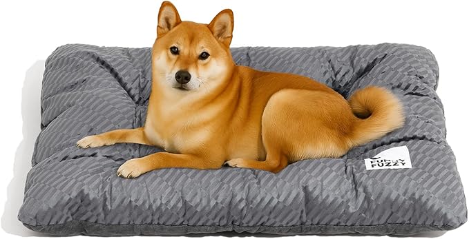 FUNNY FUZZY 35×23 Washable Dog Crate Bed,Orthopedic Cushion Mattress for Large Dogs-Fits 36 Inch Dog Crates, Reversible,Durable & Comfortable Pet Bed,L,Charcoal Grey-PurrikoPets