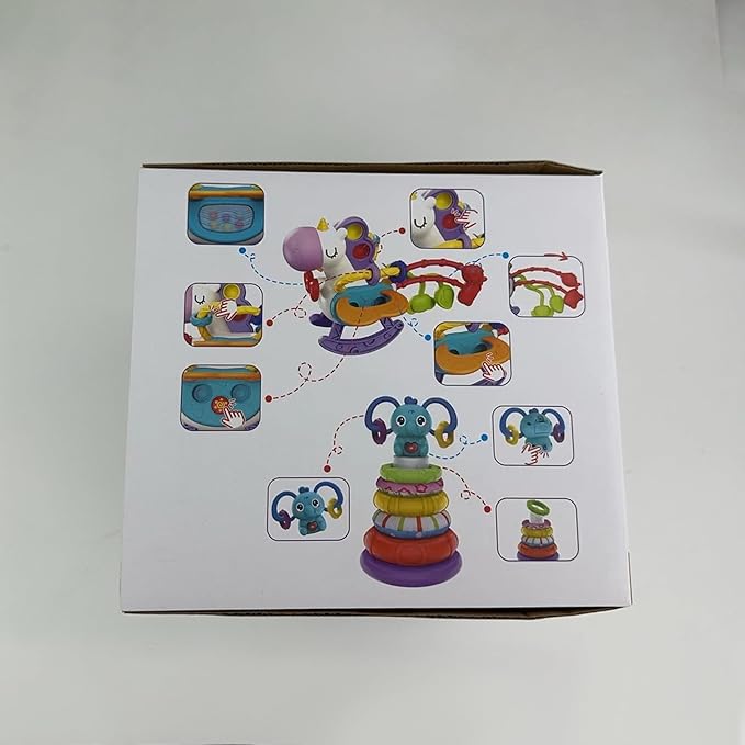 4 in 1 Baby Toys for 6 12 18 Month, Learning Toys for Babies 6-12 Months, Busy Cube, Stacking Sorter, Piano Xylophone Pull String Travel Toy, Birthday Gifts for Toddlers 1 2 Years Old-PurrikoPets