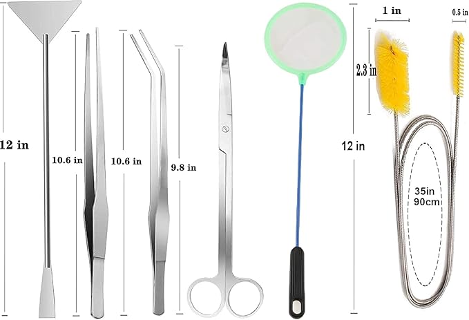 7 in 1 Aquarium Aquascaping Tools Kits,Stainless Steel Aquarium Plant Tools Tweezers Scissors Scrapers for Aquarium Tank Clean Fish Tank Aquascape Tools Sets-PurrikoPets