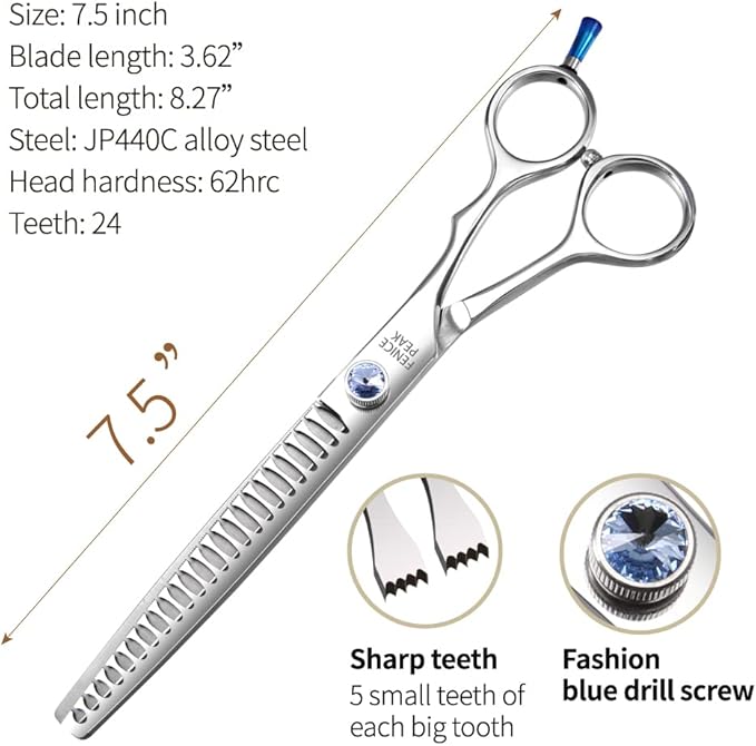 Fenice Professional 7/7.5/8 Pet Grooming Scissors Thinning Cutting Shears for Dog s/Cats Thinning Rate:70-80% (7.5 inch)-PurrikoPets
