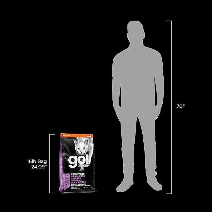 Go! Solutions Carnivore, Grain-Free, Protein Rich Dry Cat Food, Chicken, Turkey and Duck Recipe, 16 lb Bag-PurrikoPets