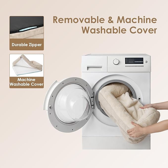 EHEYCIGA Memory Foam Dog Bed for Large Sized, Orthopedic Dog Sofa with Sides and Waterproof Liner, Washable Bolster Pet Bed Couch with Removable Cover, 36x27x7 Inch, Beige-PurrikoPets