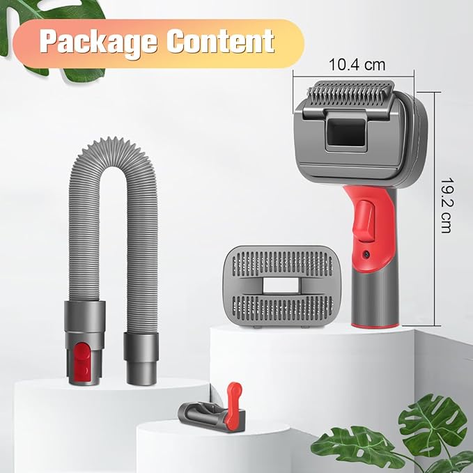 FUNTECK 2-in-1 Dog Hair Vacuum Brush for Grooming & Shedding Compatible with Dyson Gen5, V15, V12, V11, V10, V8, V7 – Removes Loose Hair, Dander, Undercoat & Tangles – Self-Cleaning Design-PurrikoPets