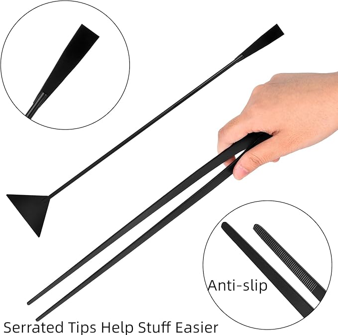 15Inch Extra Long Design Aquarium Aquascaping Tool Stainless Steel Aquascape Tools Kit 4 in 1 Anti-Rust Fish Tank Starter Kit with Long Tweezers Scissors Spatula for Aquarium Plants (Black)-PurrikoPets