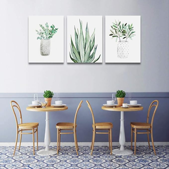 farmhouse Wall Art painting for dining room bathroom Abstract Canvas art family Wall decor for Bedroom kitchen Wall Decoration Living Room decor art Green Leaf pictures Artwork for home walls 3 piece-PurrikoPets