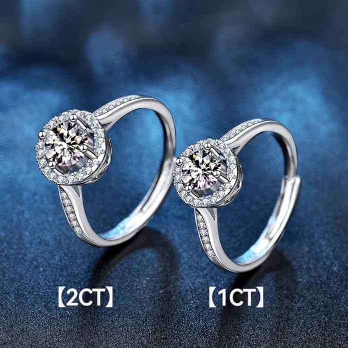 1CT/2CT Queen series moissanite ring, 952 silver, D-color VVS1-2,open rings,adjustable rings for women，Diamond ring substitute, ring for women.