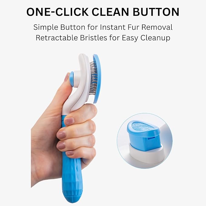 AIXINPET Cat & Dog Self Cleaning Slicker Brush - Easy to Remove Loose Fur, Harmless Deshedding Grooming Tool, Massaging Function - Suitable for Shedding & Furry Pets, like Rabbits and Ferrets-PurrikoPets