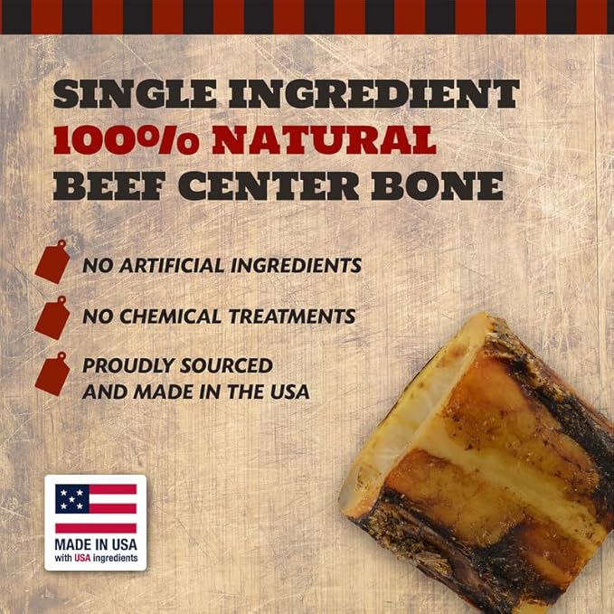 2" Beef Marrow Dog Bones for Aggressive Chewers, Small Breed Dog Treat, Natural, Tough, Chew Toy, Made in The USA, 6 Count-PurrikoPets