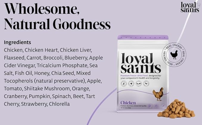 Freeze Dried Raw Dog Food - Premium Chicken Flavor with High Protein & Grain Free Dog Food for Small or Large Breeds and Picky Eaters - Versatile as Meal Topper, Pet Snack & Treats, 14 Oz-PurrikoPets