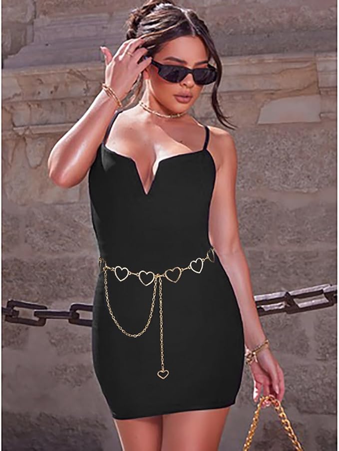 Metal Waist Chain Women - Love Hearts Pendant Adjustable Link Belt