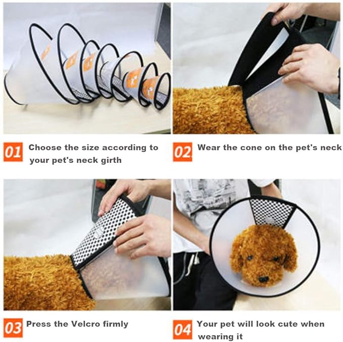 2 Pack Cat Cones to Stop Licking, Pet E Collar Pet Cone for Kitten Cones After Surgery, Cat Elizabethan Collar Puppy Head Cone Recovery Cone for Cats Kitten Puppy (Size M, 6#)-PurrikoPets