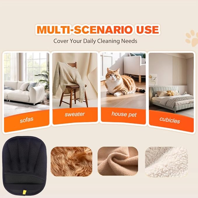 1PC Pet Hair Removal Glove,Electrostatic Gloves Pet Hair,Reusable Cat & Dog Hair Remover for Couch,Furniture,Carpet,Curtain,Carpet Car Seat,Pet Memorial Gifts for Dogs,dog hair collector keychain-PurrikoPets