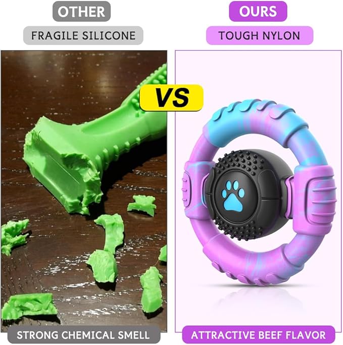 Dog Toys for Aggressive Chewers Large Medium Small Breed Indestructible Durable Tough Squeaky Dog Chew Toys to Keep Them Busy Nylon Rubber Interactive Dog Toys-PurrikoPets