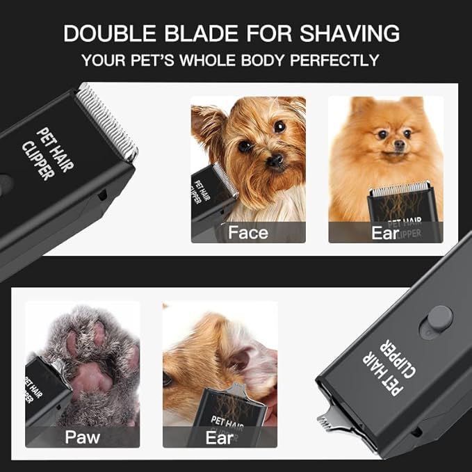 Feet Hair Trimmer, Dog Clippers,Quiet Washable USB Rechargeable Cordless Dog Grooming Kit,Electric Pets Hair Trimmers Shaver Shears for Dogs and Cats Black-PurrikoPets