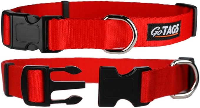 GoTags Dog Collars, Durable Solid Nylon Dog Collars in 5 Color Options and 4 Adjustable Sizes for Puppy and Dogs Extra Small, Small, Medium or Large-PurrikoPets