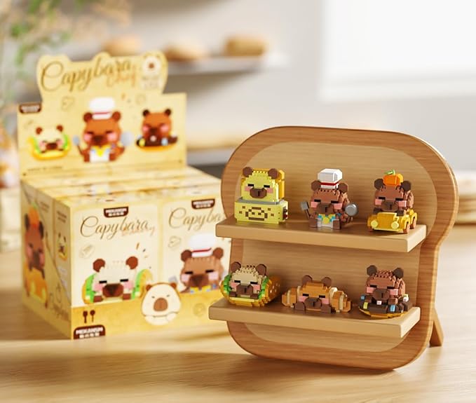 6 Set Cute Capybara Baking Bread Series Mini Building Toy Kawaii Animals Set Micro Adorable Pet Buildings Small Bricks Gifts Toys-PurrikoPets