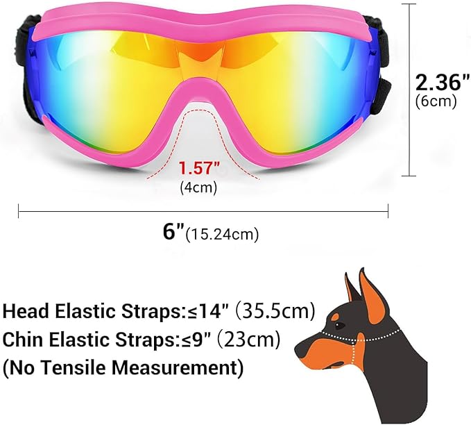 Dog Goggles Dog Sunglasses for Medium to Large Breed Anti-UV Eye Protection with Adjustable Straps- Pink-PurrikoPets