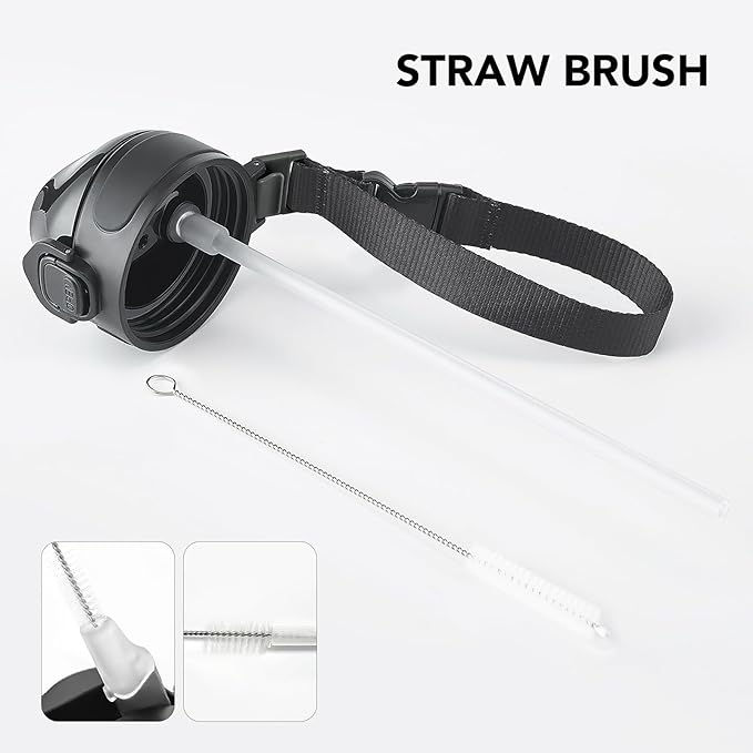 Enerbone 24 oz Insulated Water Bottle, Stainless Steel Bottle with Carrying Strap, Double-Wall Vacuum Insulation Design, Leakproof Sports Bottle with Straw, Keep Drinks Cold or Hot for Hours-PurrikoPets