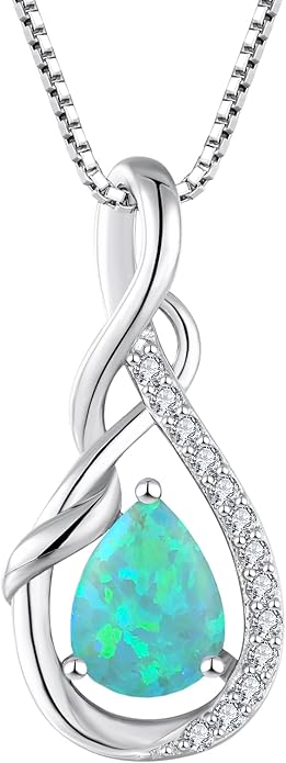 STARCHENIE Infinity Teardrop Pendant Necklace for Women 925 Sterling Silver Birthstone Jewelry