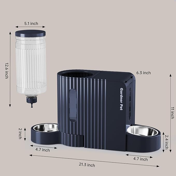 Gardner Pet Automatic Gravity Cat Food Feeder and Water Dispenser Stainless Steel Two-in-One Set Large Capacity Dispenser for Pets Dogs, Puppies, Kittens-PurrikoPets