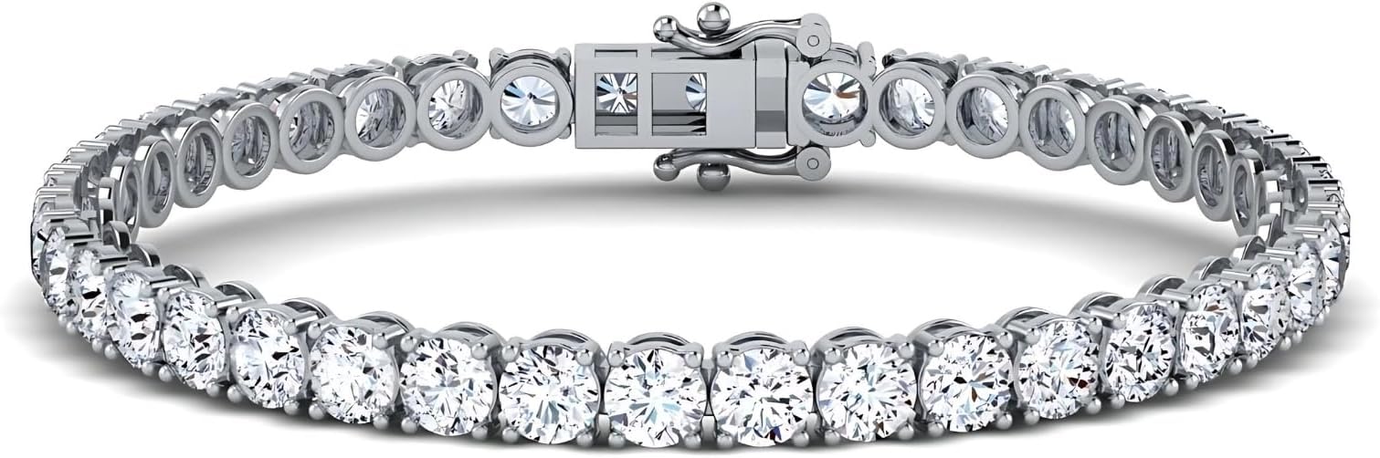 0.50-15 Carat Lab Grown Classic Diamond Tennis Bracelet 4 Prong Setting Luxury Collection (F-G Color, SI Clarity) Length- 7 Inch