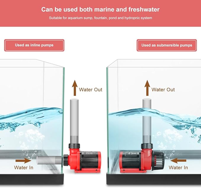 2640GPH 80W Aquarium DC Retrun Pump With LCD display Controller,DC24V 18FT Lift Controllable water pump for fresh and marine water fish tank,100 speeds ECO Quiet inline and submersible pump-PurrikoPets