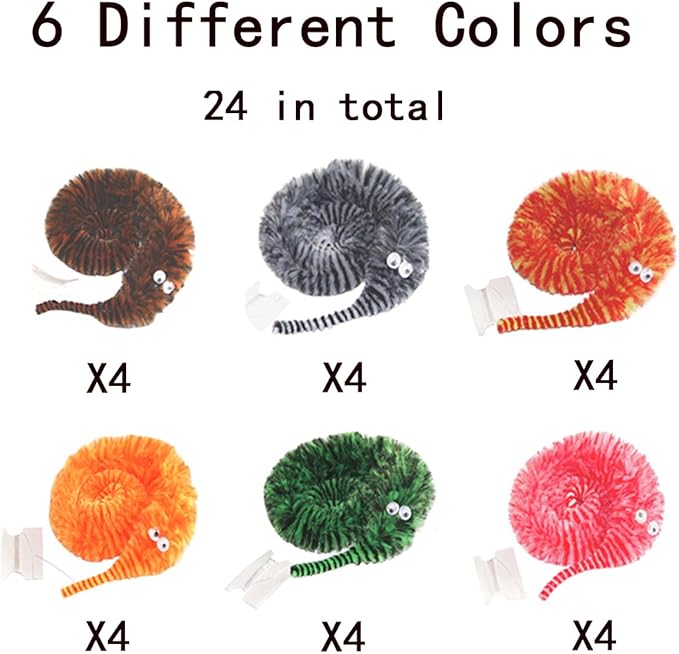 24 PCS Cat Worm Toy Zebra Print Feather Worm Teaser Refills Attachment Cute Cat Wand Replacement Interactive Wand Accessories for Fishing Pole Toy Teaser for Indoor Cats Kitten-PurrikoPets