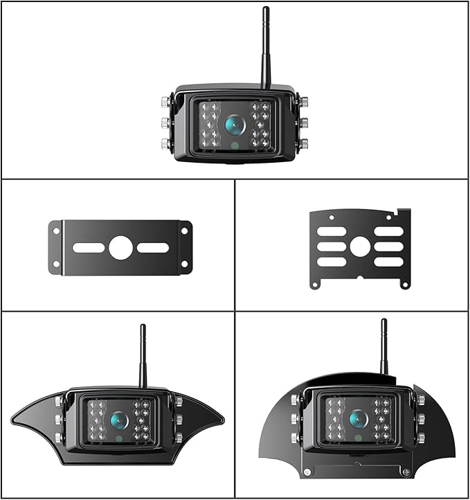 Fookoo 1080P 7" Wireless Backup Camera System, 7" HD Dual/Quad Split Monitor with Recording, IP69 Waterproof Rear View Front View Cameras with Parking Lines, Suits for RV/Truck/Trailer/Van/Bus(DW702)-PurrikoPets