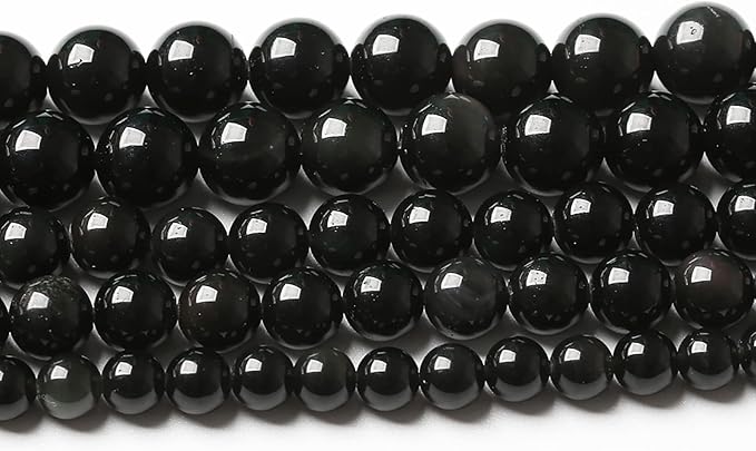 45PCS 8mm AAA Natural Black Obsidian Stone Beads Gemstone Round Loose Beads for Jewelry Making DIY Bracelet Necklace 15" Inch