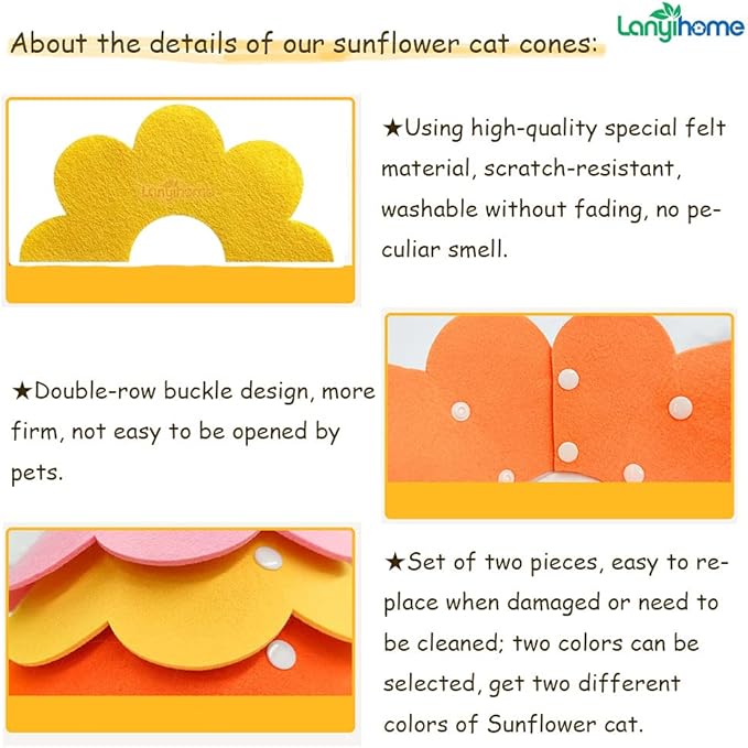 Adjustable Recovery Collar - Cute Flower Neck Cones After Surgery, Set of 2 E Collars for Kitten and Cats S Size (2 pcs)-PurrikoPets