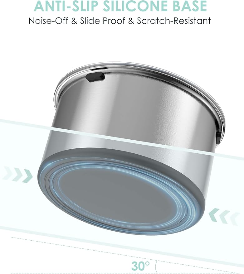 1Gallon Large Dog Water Bowl No Spill, [Anti Digging Lid & Rubber Bottom] Spill Proof Dog Bowl, Anti Splash Mess Dripless Slow Drinking Stainless Steel Water for Sloppy Messy Drinkers Car-PurrikoPets