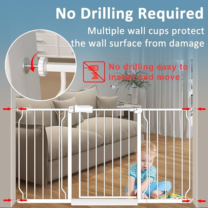 Extra Wide Large Baby Gate 67-71.5 Inch Automatic Close Pet Dog Gates for Stairs Doorways Pressure Mount Child Safety Gate for Walk Through Kids or Pets-PurrikoPets