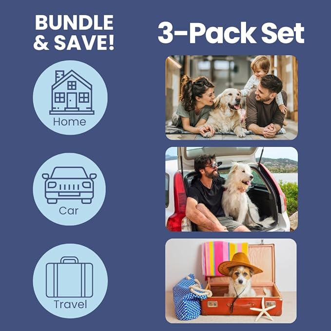 Dog First Aid Kit 3-Pack – 2 Hard-Sided & 1 Compact Travel Pet First Aid Kits – Vet-Approved Emergency Supplies with First Aid Guide, Tick Remover, Thermal Blanket for Hiking, Camping, Car, RV-PurrikoPets