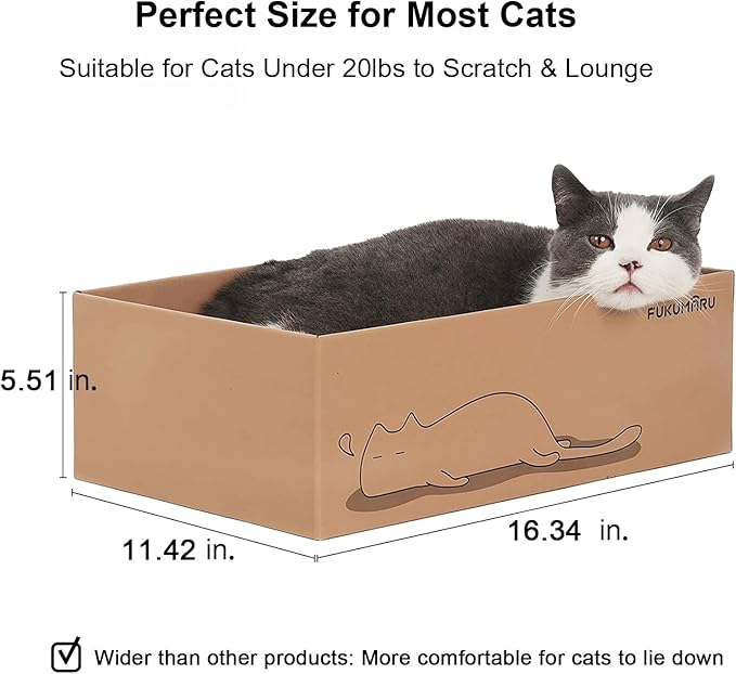 FUKUMARU 5 PCS Cat Scratching Boards, 11.4 Inch Width Ex-Large Cat Scratcher Box, Reversible Cardboard Scratchers for Indoor Cats, Cat Scratch Box for Large, Medium and Small Cats, Protect Furniture-PurrikoPets