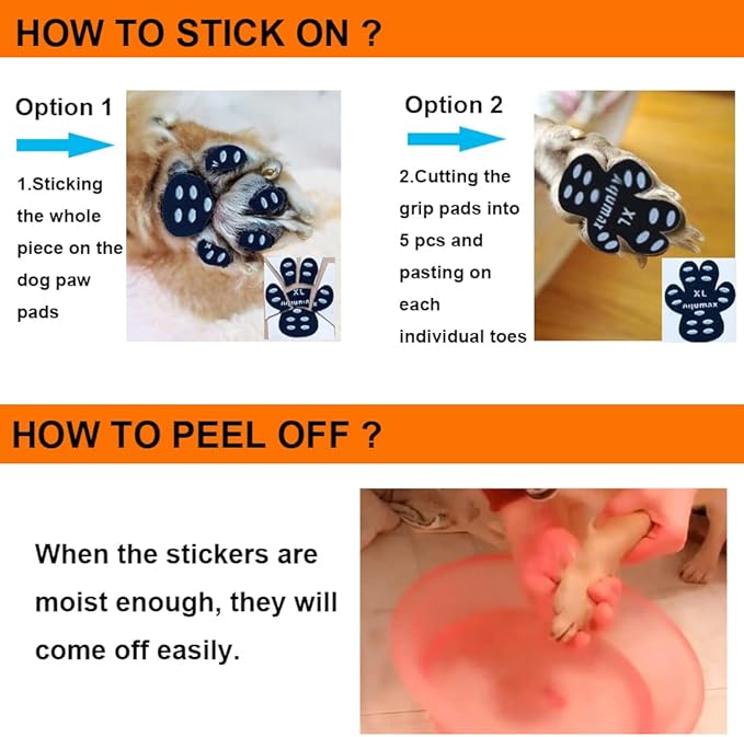 Dog Paw Protector Gripper Traction Pads,Dog Paw Covers,Foot Stickers in Summer Hot/Winter Cold Pavement,Dog Shoes Booties Socks Replacement,12 Sets (48 pcs) XXXL Black-PurrikoPets