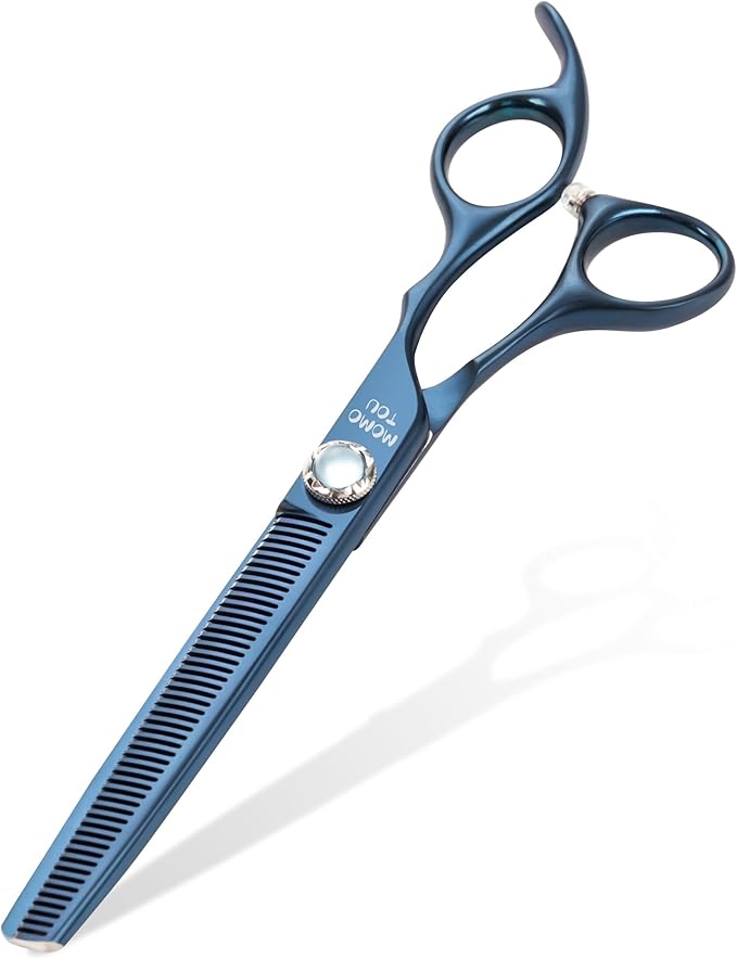 7 inch Matte Blue Thinning Dog Grooming Scissors Professional 440C Stainless Steel Dog Thinner Shears Smooth Cutting Comfortable Grip and Easy to Use for Groomers and Home Use-PurrikoPets