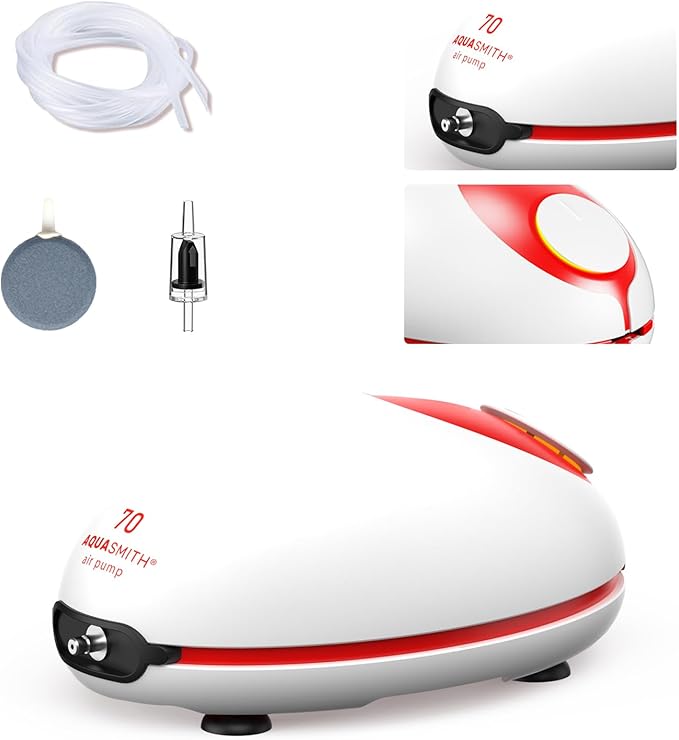 3w Ultra Quiet Aquarium Air Pump, Aquarium Aerator Adjustable Airflow, Single Hole Suitable for 70 to 100 GPH Fish Tank-PurrikoPets