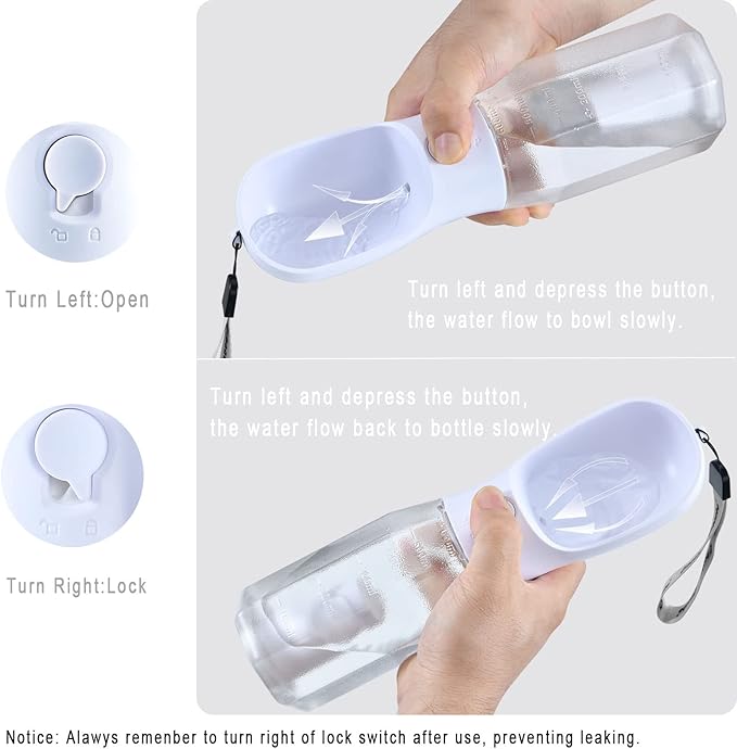 Dog Water Bottle with Food Container & Poop Bag Holder, Travel Water Bowl, Portable Pet Dispenser, Dog Stuff Accessories Items, Puppy Essentials Necessities for Yorkie Chihuahua Walking Hiking-PurrikoPets