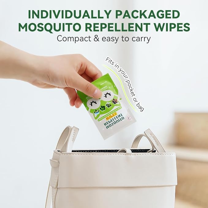 30 PCS Mosquito Repellent Wipes, Individually Wrapped Insect Repellent Wipes Made of Natural Plant-Based Essential Oils, Safe & Effective Insect Protection Perfect for Outdoor Activities, Long-Lasting-PurrikoPets