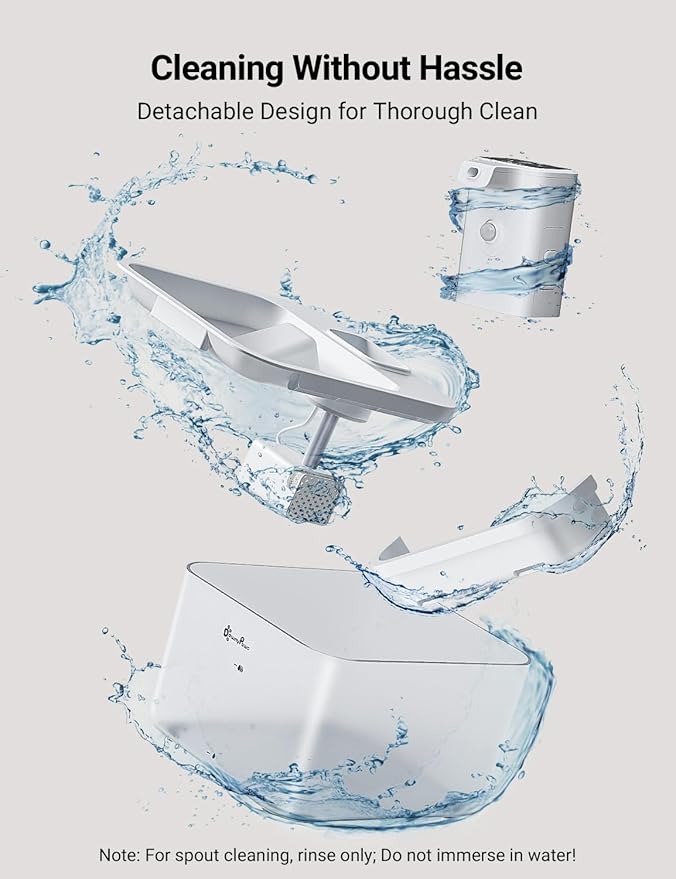 DownyPaws Battery Operated Cat Water Fountain, 84oz/2.5L Fursink Wireless Pet Water Fountain for Cats Inside, Automatic Dog Water Dispenser with Motion Sensor, Ultra Quiet Pump, BPA-Free, White-PurrikoPets