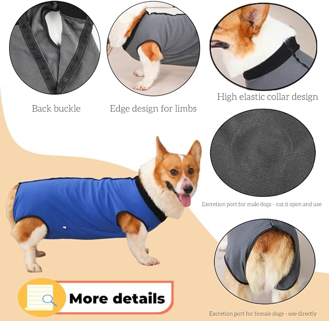 Dog Surgery Recovery Suit,Abdominal Surgical Suit for Dogs,Recovery Suit for Dogs,Prevent Licking Surgical Wound Dog Cone Alternative Grey S-PurrikoPets